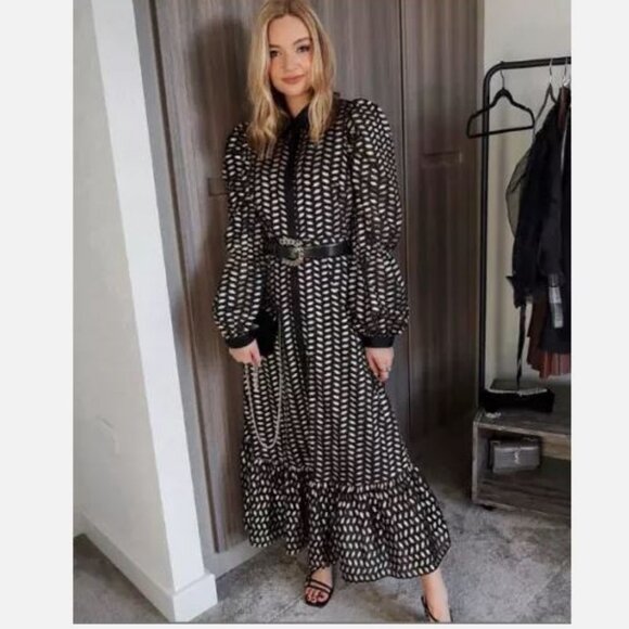 ZARA Metallic Long Dress with Flounced Hem NWT - Picture 9 of 10